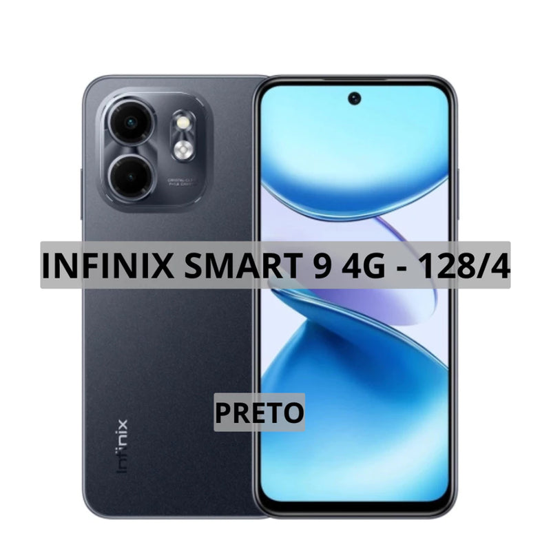 Infinix Smart 9, 128GB 4GB RAM, Câmera 13MP, Processador Mediatek Hélio G81, Bateria 5000MAH, Versão global, Lacrado