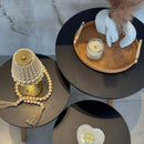 Kit Trio Jogo de Mesinhas Lateral Redondas Sala Pé Palito Retro