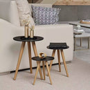 Kit Trio Jogo de Mesinhas Lateral Redondas Sala Pé Palito Retro