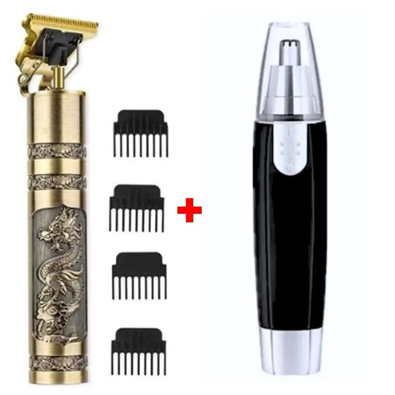 Kit 2  Máquina de Cortar Cabelo Barbeiro Dragão Profissional Elétrica Bateria Recarregável