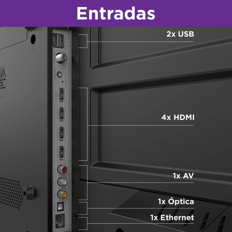Smart TV DLED 50 4K Multi Roku 4HDMI 2USB Wi-Fi