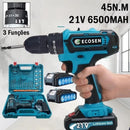 Furadeira Parafusadeira 3/8" bateria 21V com maleta e acessórios/ECOSEN Furadeira elétrica premium