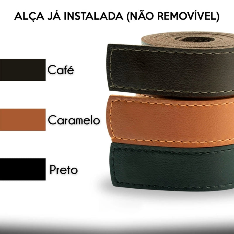 Espelho Adnet Redondo De Parede Decorativo 50cm Com Costura Alça Sala Quarto Banheiro