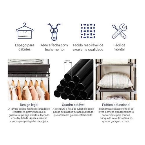 Guarda Roupa Dobrável Organizador De Roupas Decoteam