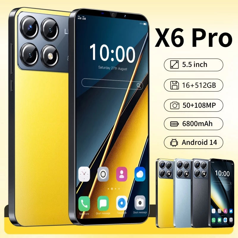 X6 Pro Smartphone 16 + 512 Gb 5.5 Polegadas Android Celular