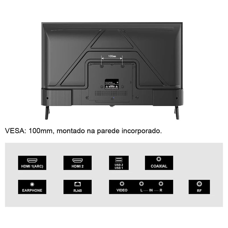 Smart TV 32 polegadas LED HD Wi-Fi TV 60Hz 32wdsnbx 100/240v Android 14