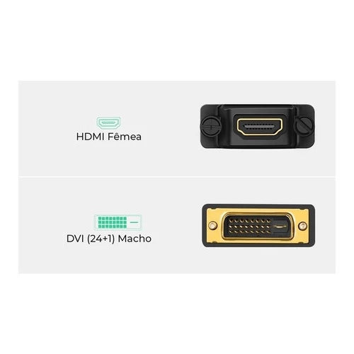 Adaptador Conector Dvi Digital Macho 24+1 Para Hdmi Fêmea