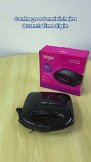 Sanduicheira Grill 2 Em 1, Brunch Time Elgin - Antiaderente, 800W, Preta