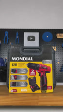 Furadeira Parafusadeira de impacto 3/8" a bateria 12V com maleta e acessórios - PI-10MA - Mondial