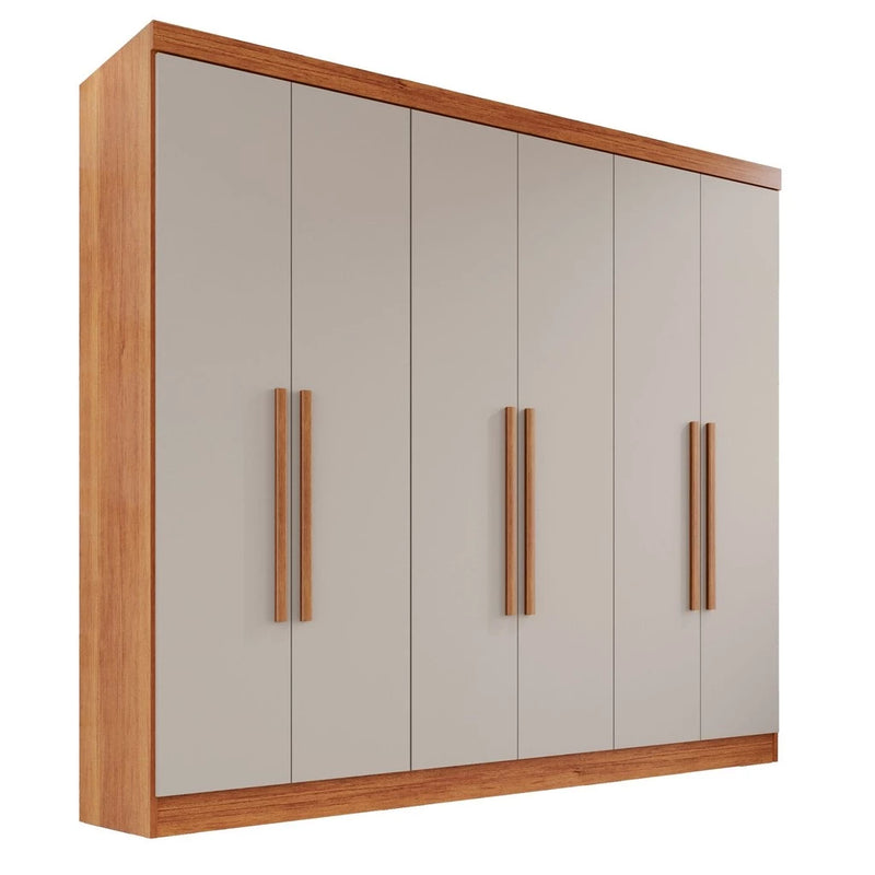 Guarda-roupa Casal 6 Portas 2 Gavetas França Cinamomo/Off White