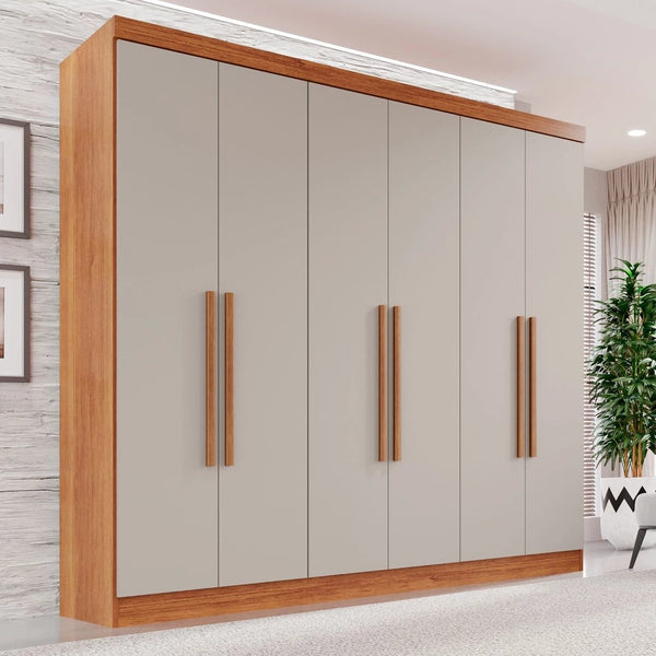 Guarda-roupa Casal 6 Portas 2 Gavetas França Cinamomo/Off White