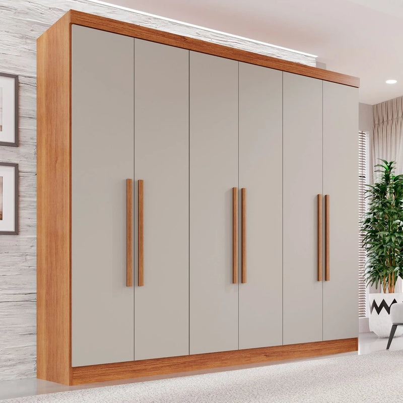 Guarda-roupa Casal 6 Portas 2 Gavetas França Cinamomo/Off White