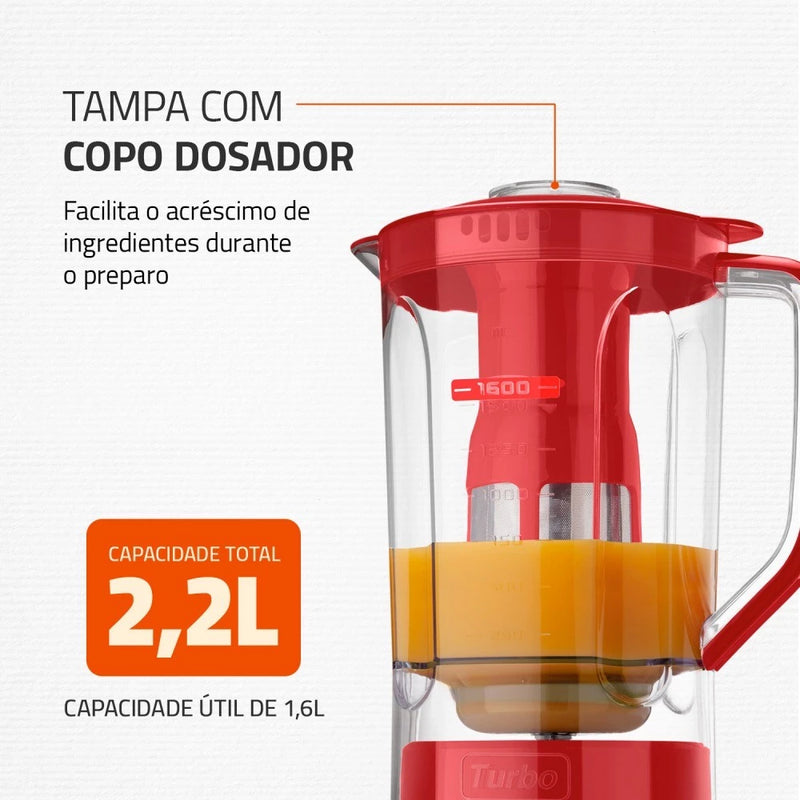Liquidificador 3 velocidades 550W Turbo Power - L-99-FR - Mondial