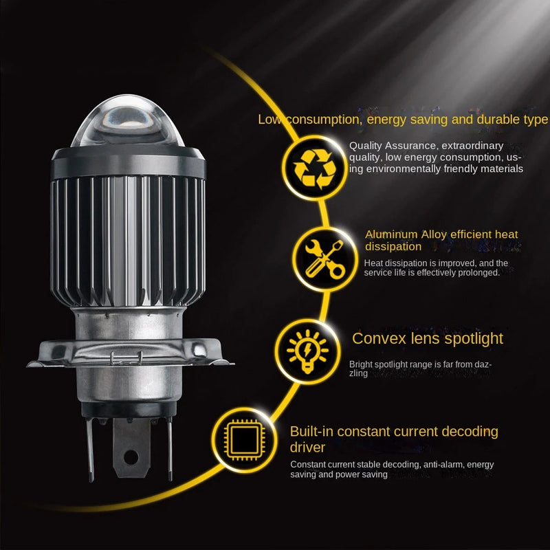 Lâmpadas De Farol De Motocicleta HCC_Howdi-H4/H6 CSP 12V LED Super Brilhante 12000LM